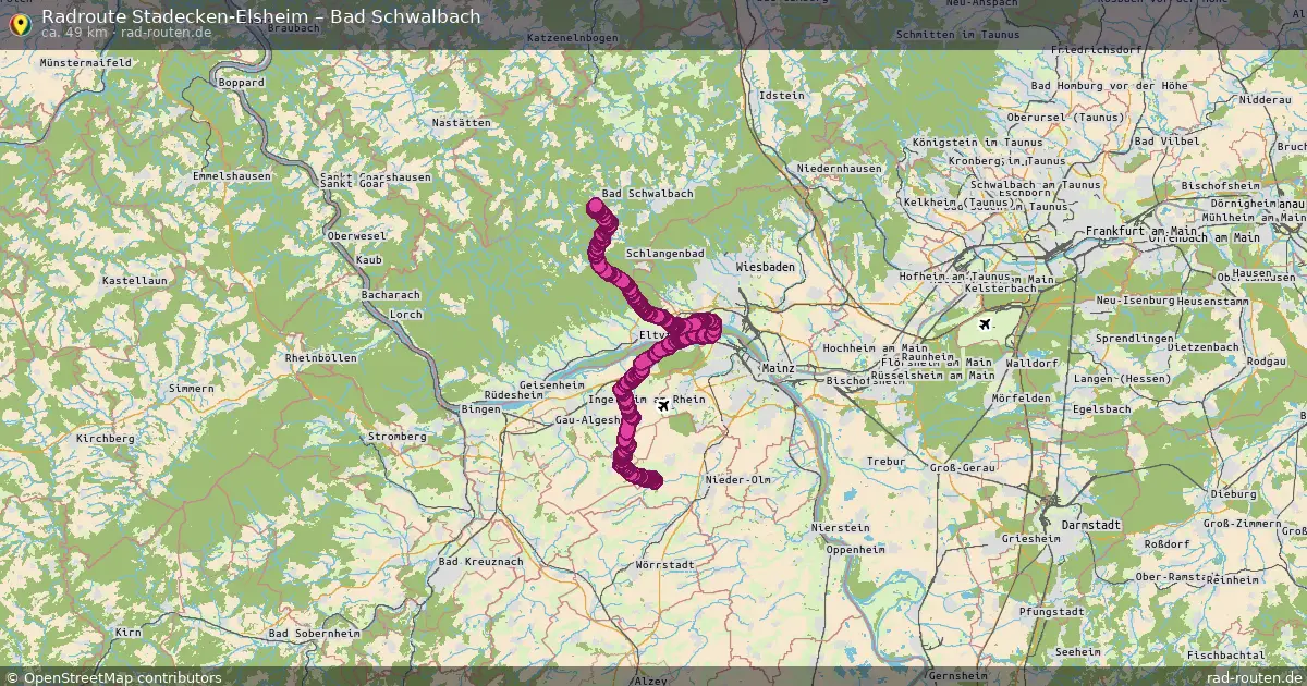 Fahrradroute Stadecken-Elsheim – Bad Schwalbach (49 km) – Rad-Routen.de