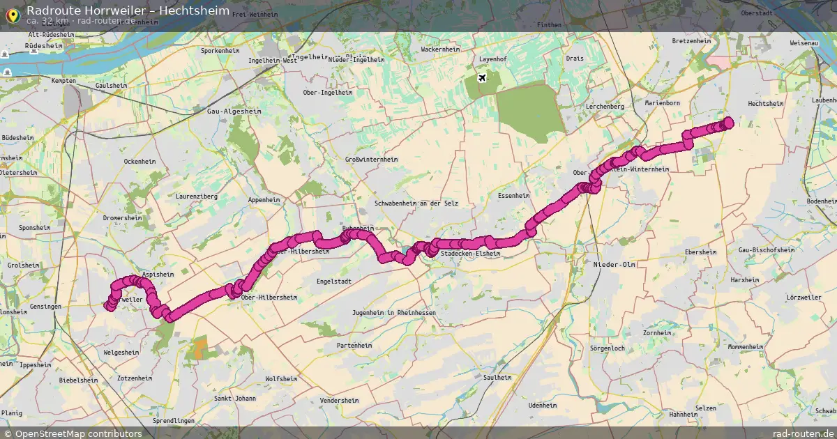 Fahrradroute Horrweiler – Hechtsheim (30 km) – Rad-Routen.de