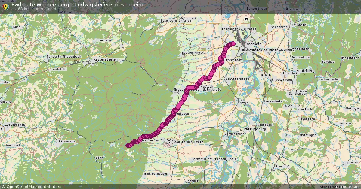 Fahrradroute Wernersberg – Ludwigshafen-Friesenheim