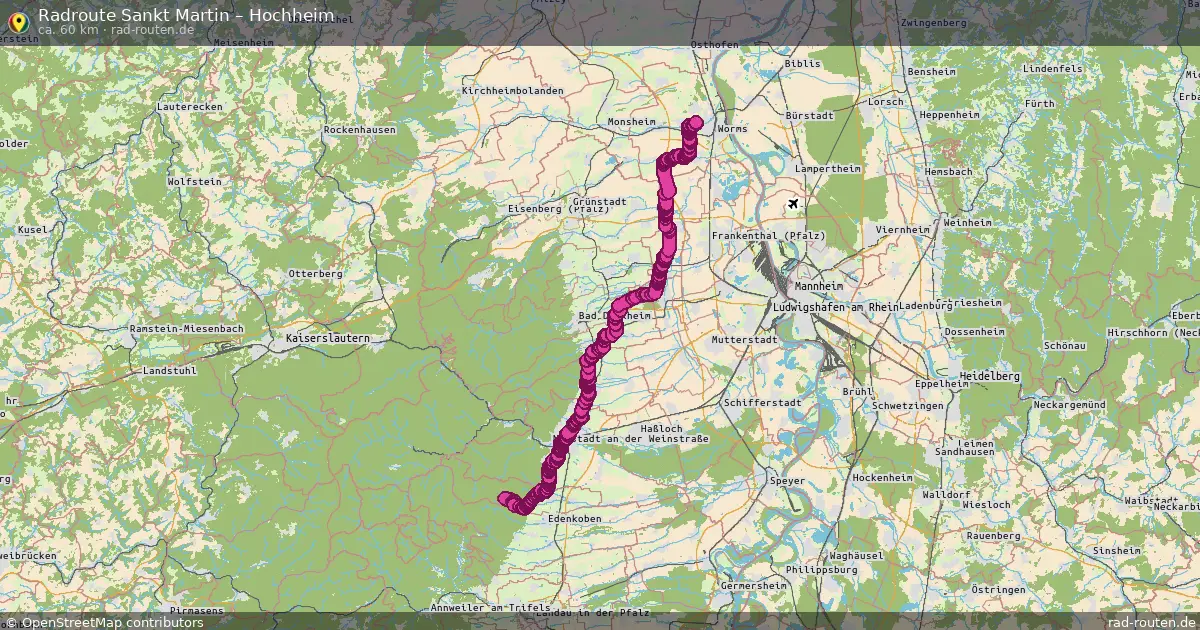 Fahrradroute Sankt Martin – Hochheim (60 km) – Rad-Routen.de