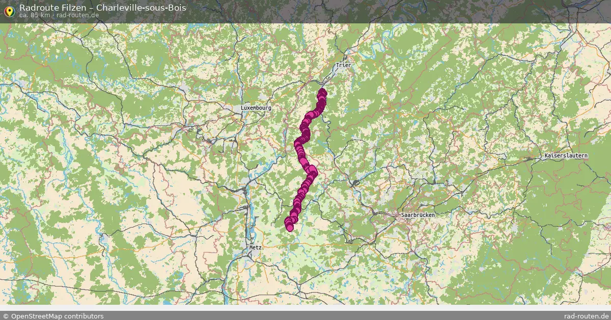 Fahrradroute Filzen – Charleville-Sous-Bois (85 km) – Rad-Routen.de