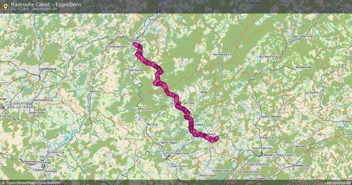 Fahrradroute Canet – Eppelborn (67 km) – Rad-Routen.de