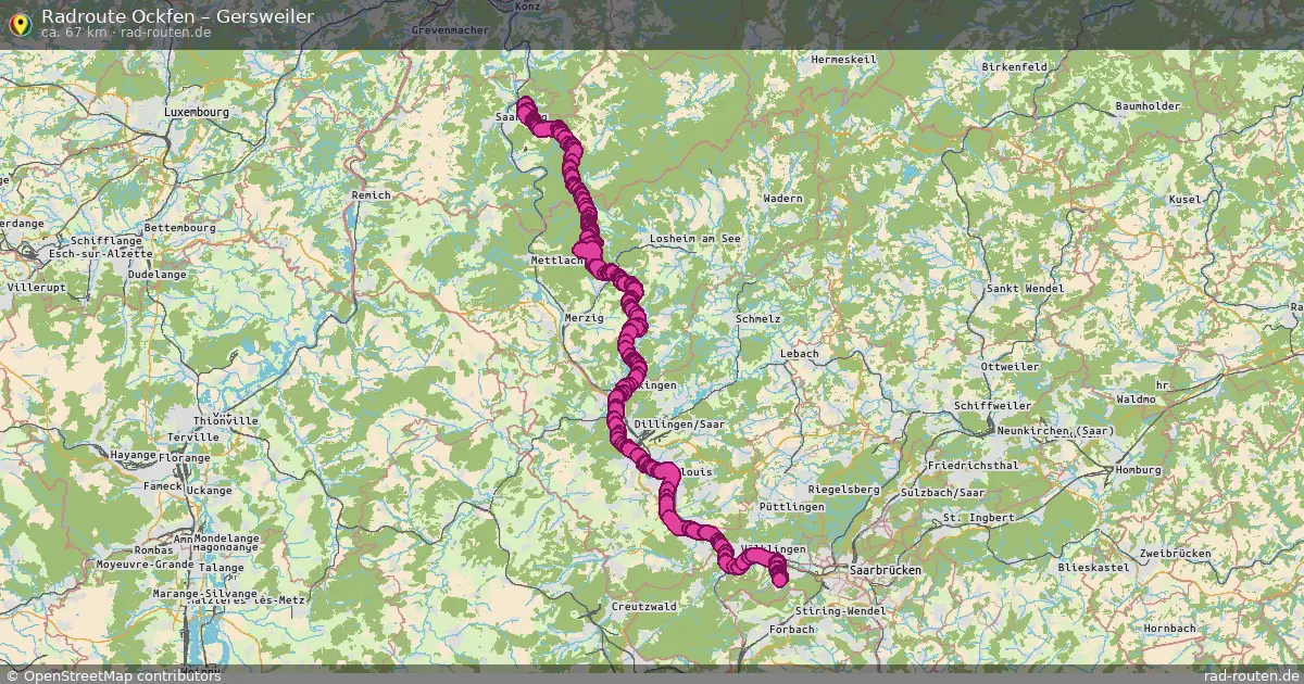 Fahrradroute Ockfen – Gersweiler (67 km) – Rad-Routen.de