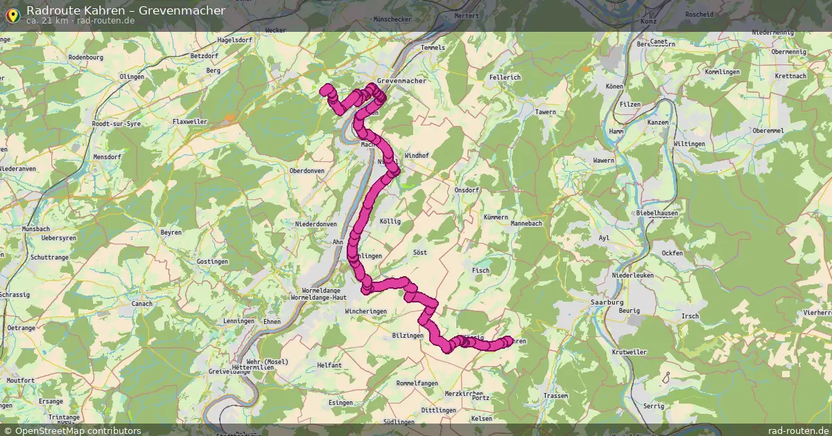 Fahrradroute von Kahren nach Grevenmacher