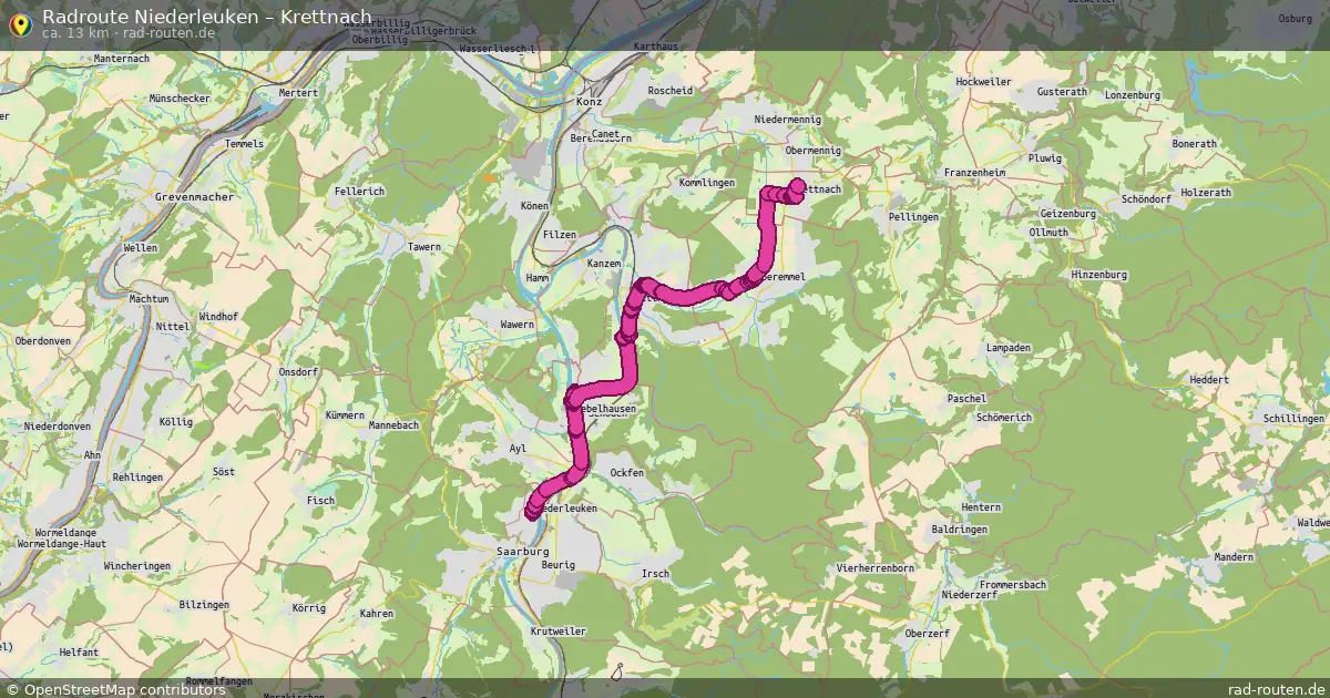 Fahrradroute Niederleuken – Krettnach (13 km) – Rad-Routen.de
