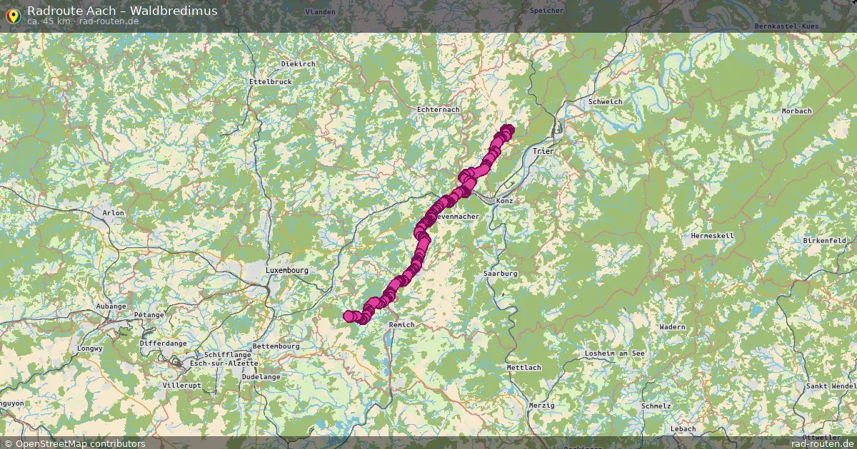 Fahrradroute von Aach nach Waldbredimus