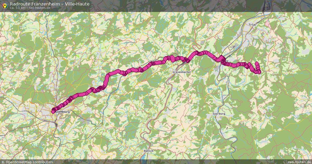 Fahrradroute von Franzenheim nach Ville-Haute