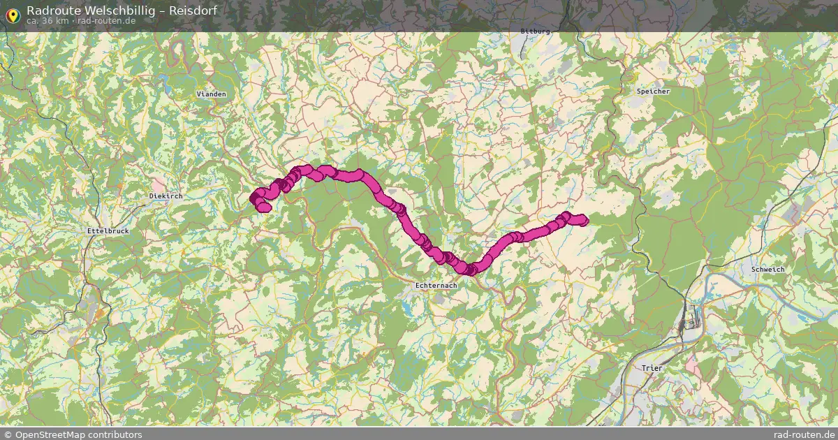 Fahrradroute von Welschbillig nach Reisdorf