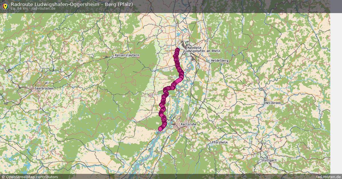 Fahrradroute Ludwigshafen-Oggersheim – Berg (Pfalz) (84 km) – Rad-Routen.de