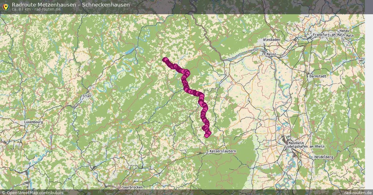 Fahrradroute Metzenhausen – Schneckenhausen (87 km) – Rad-Routen.de