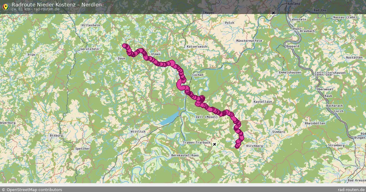 Fahrradroute Nieder Kostenz – Nerdlen (81 km) – Rad-Routen.de