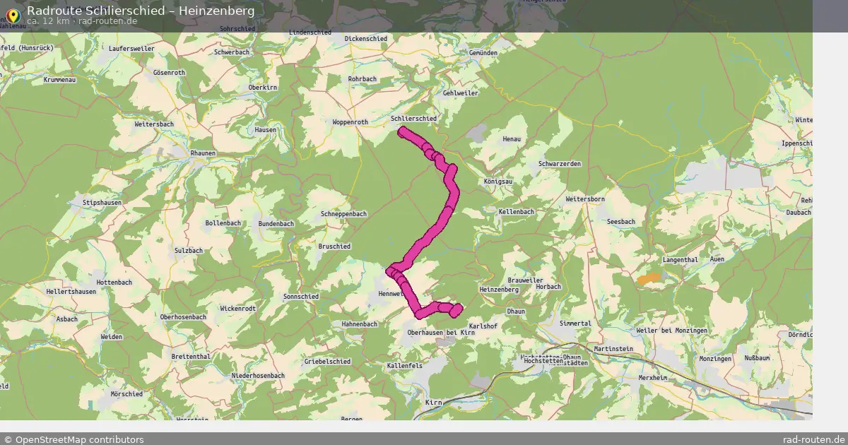 Fahrradroute Schlierschied – Heinzenberg (12 km) – Rad-Routen.de