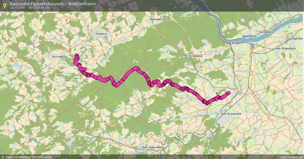 Fahrradroute Oppertshausen – Bretzenheim (47 km) – Rad-Routen.de