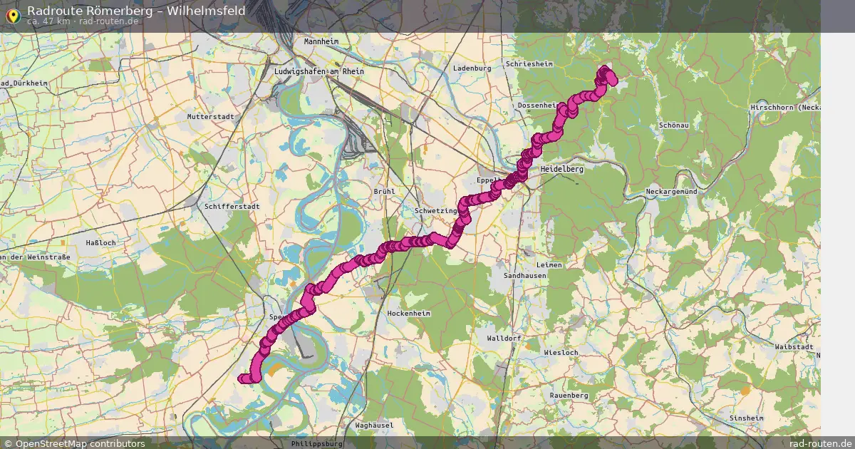 Fahrradroute Römerberg – Wilhelmsfeld (47 km) – Rad-Routen.de