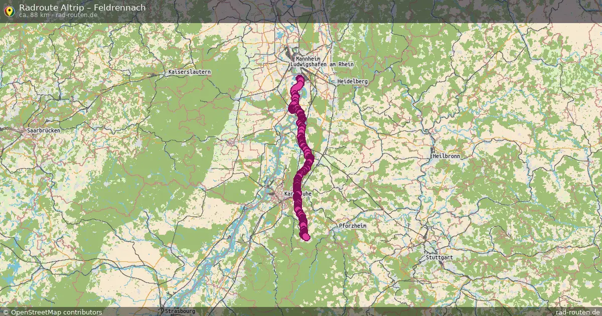 Fahrradroute Altrip – Feldrennach