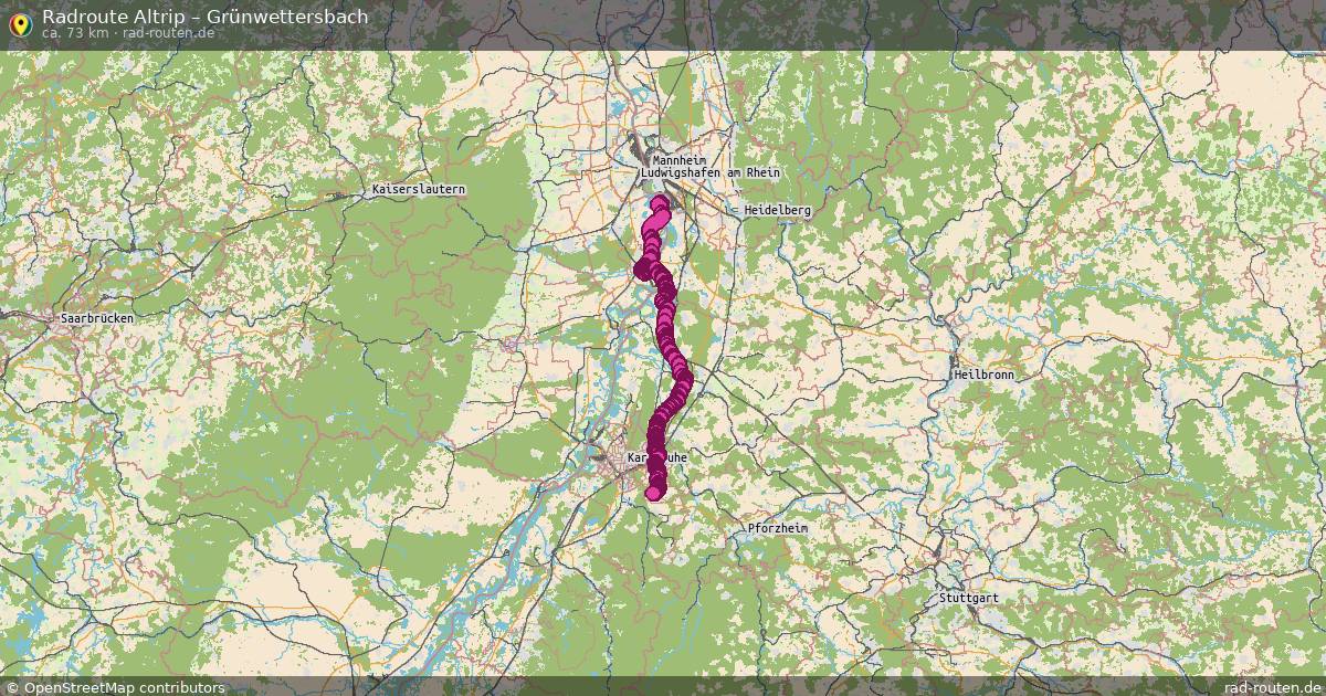 Fahrradroute Altrip – Grünwettersbach