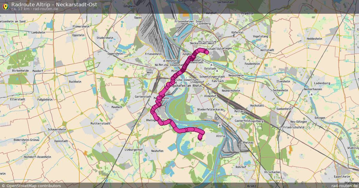 Fahrradroute Altrip – Neckarstadt-Ost