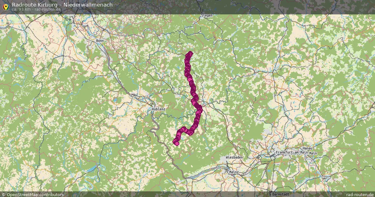 Fahrradroute Kirburg – Niederwallmenach (93 km) – Rad-Routen.de