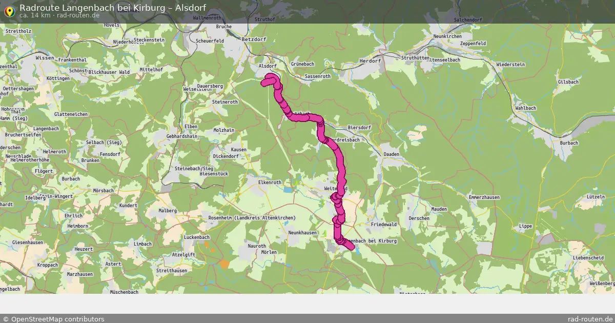 Fahrradroute Langenbach Bei Kirburg – Alsdorf (14 km) – Rad-Routen.de