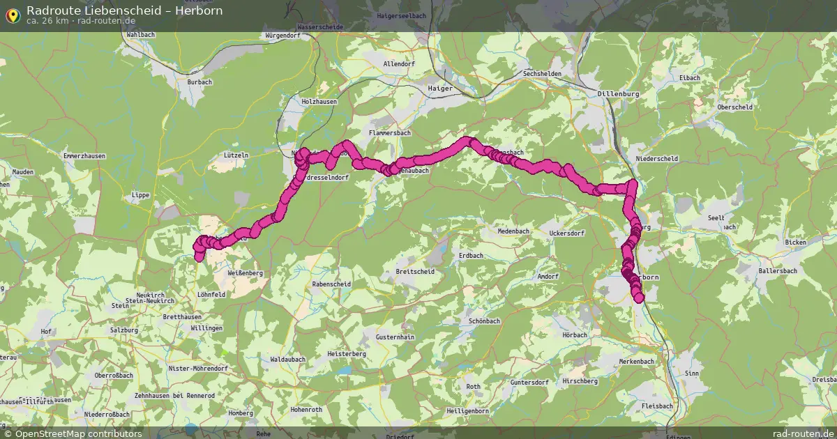 Fahrradroute Liebenscheid – Herborn (26 km) – Rad-Routen.de