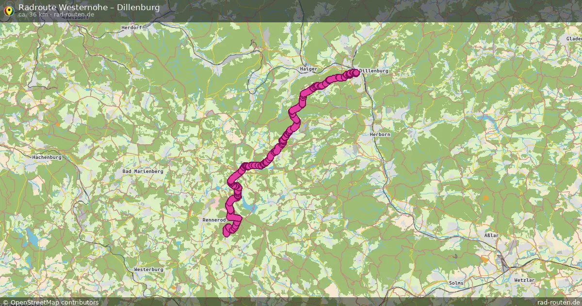 Fahrradroute von Westernohe nach Dillenburg