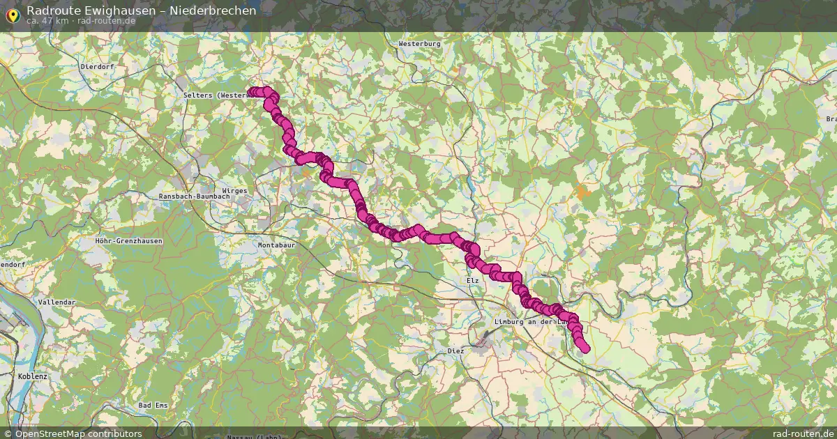 Fahrradroute Ewighausen – Niederbrechen (47 km) – Rad-Routen.de