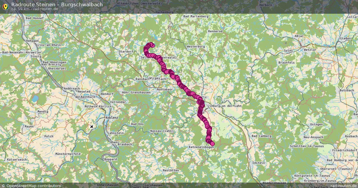 Fahrradroute Steinen – Burgschwalbach (59 km) – Rad-Routen.de
