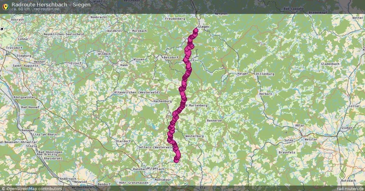 Fahrradroute Herschbach – Siegen (60 km) – Rad-Routen.de