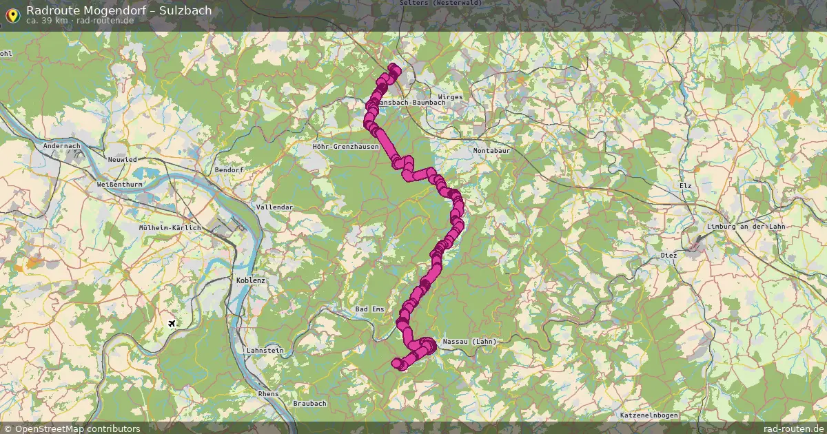Fahrradroute Mogendorf – Sulzbach (39 km) – Rad-Routen.de