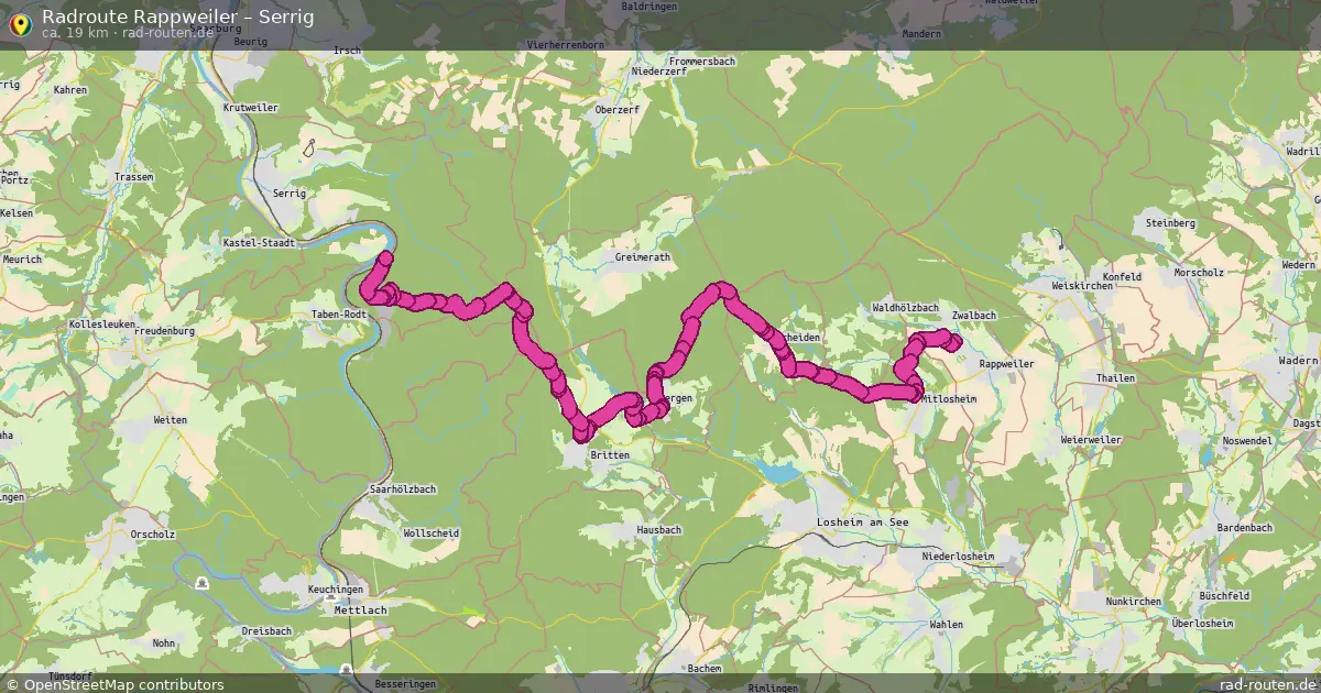 Fahrradroute Rappweiler – Serrig (19 km) – Rad-Routen.de