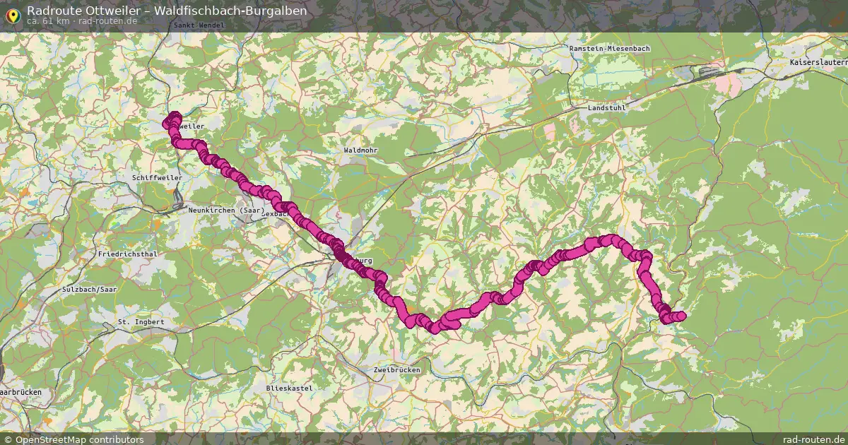 Fahrradroute Ottweiler – Waldfischbach-Burgalben (61 km) – Rad-Routen.de