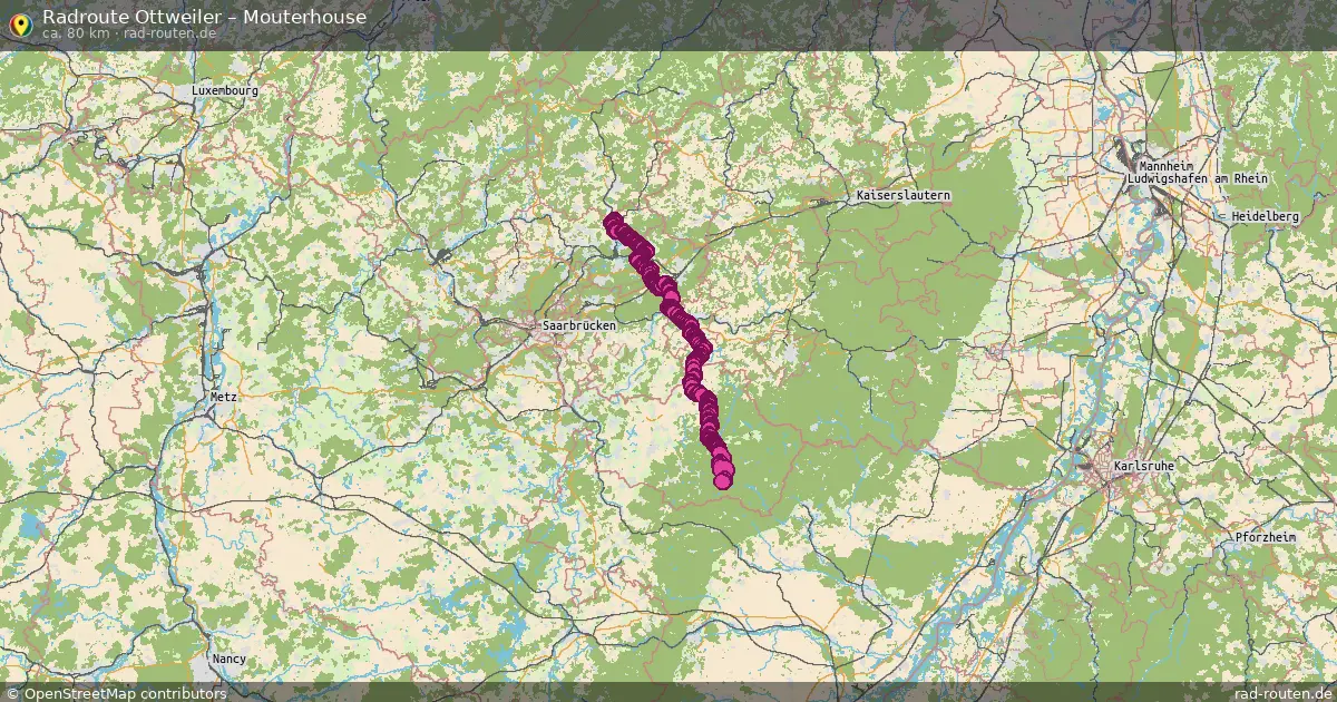 Fahrradroute Ottweiler – Mouterhouse (80 km) – Rad-Routen.de