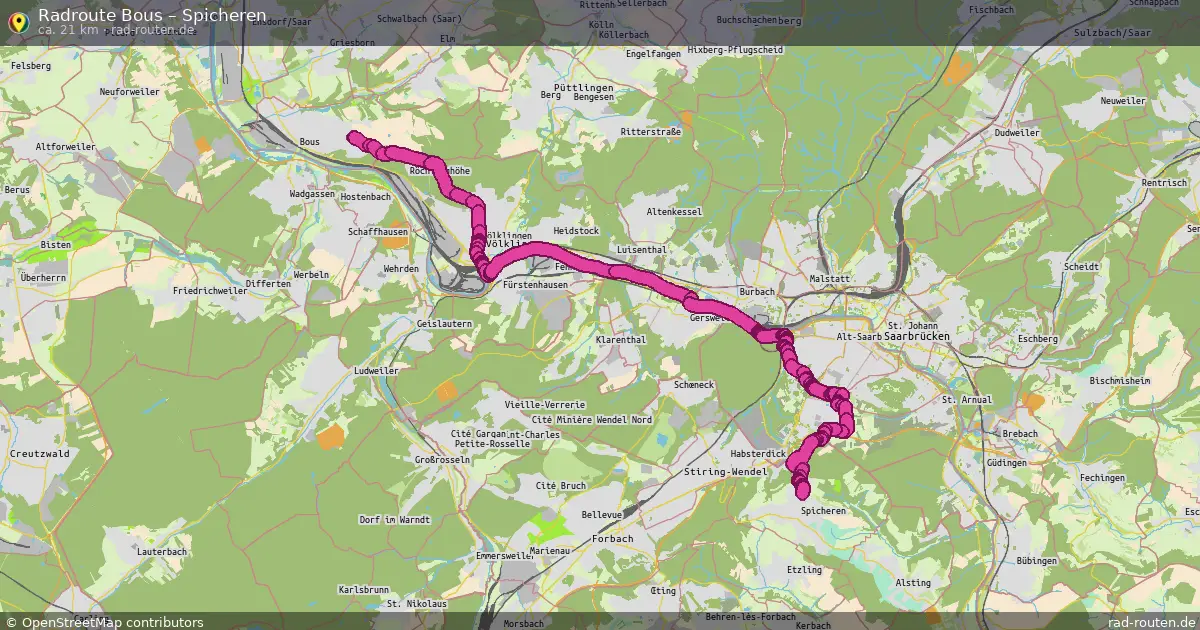 Fahrradroute von Bous nach Spicheren