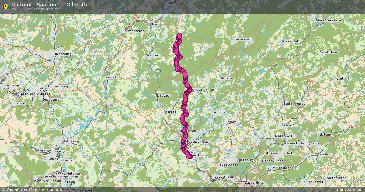 Fahrradroute Saarlouis – Ollmuth (61 km) – Rad-Routen.de