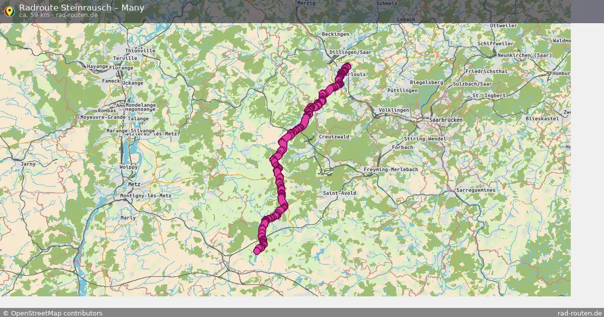 Fahrradroute von Steinrausch nach Many