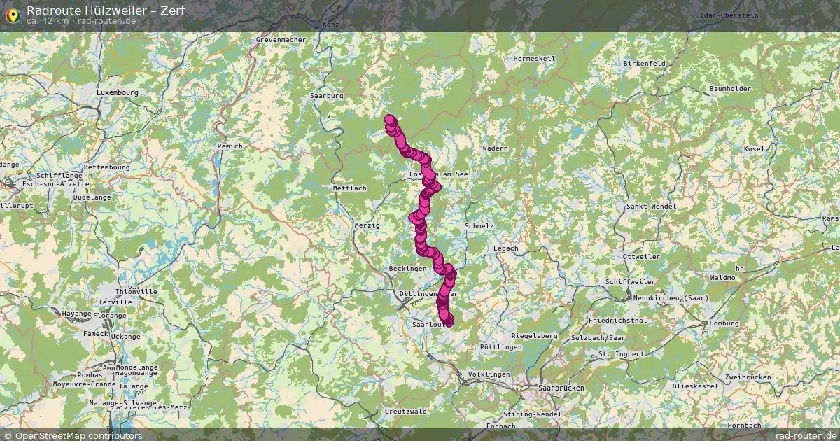 Fahrradroute Hülzweiler – Zerf (44 km) – Rad-Routen.de