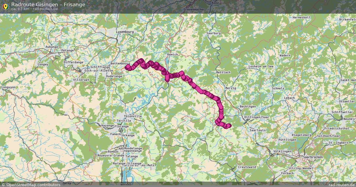 Fahrradroute Gisingen – Frisange
