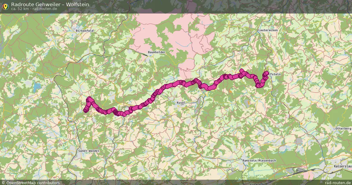 Fahrradroute Gehweiler – Wolfstein (48 km) – Rad-Routen.de