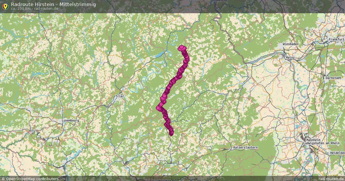 Fahrradroute Hirstein – Mittelstrimmig (100 km) – Rad-Routen.de