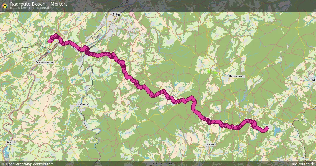 Fahrradroute von Bosen nach Mertert
