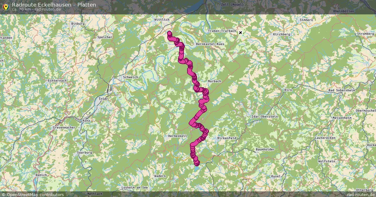 Fahrradroute Eckelhausen – Platten (70 km) – Rad-Routen.de