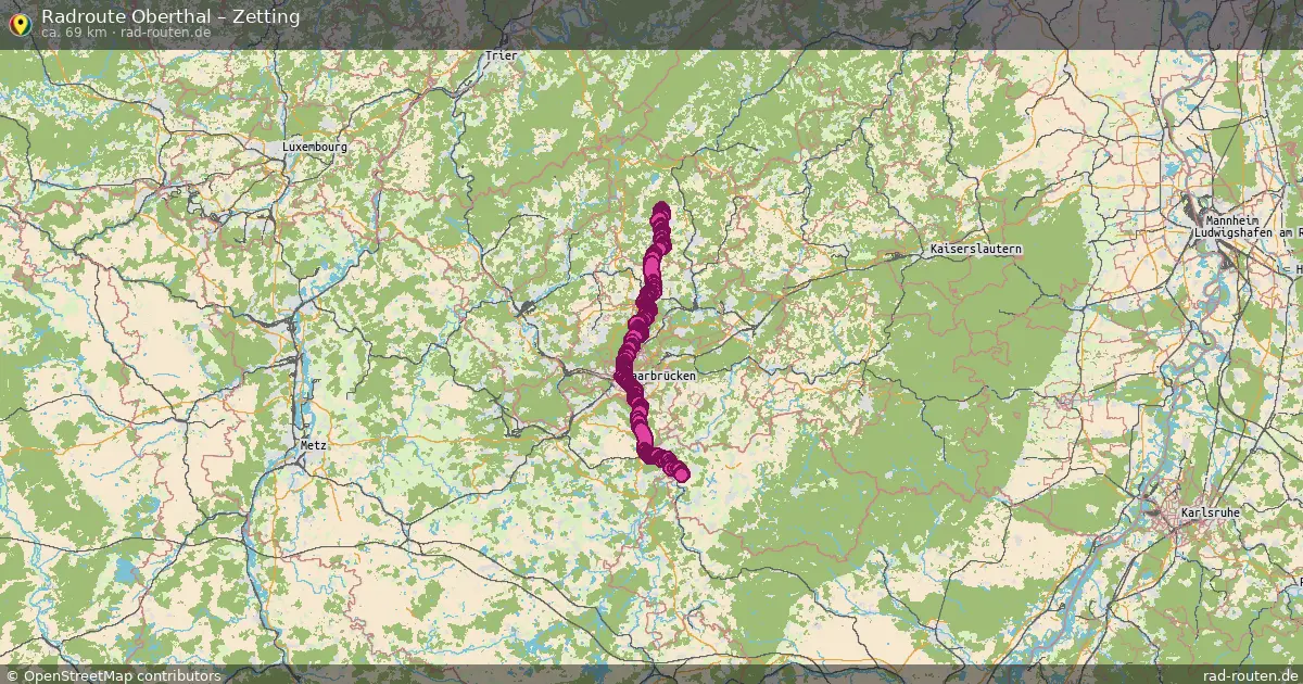 Fahrradroute Oberthal – Zetting (74 km) – Rad-Routen.de