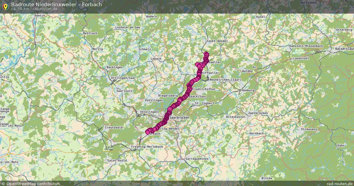 Fahrradroute Niederlinxweiler – Forbach (50 km) – Rad-Routen.de