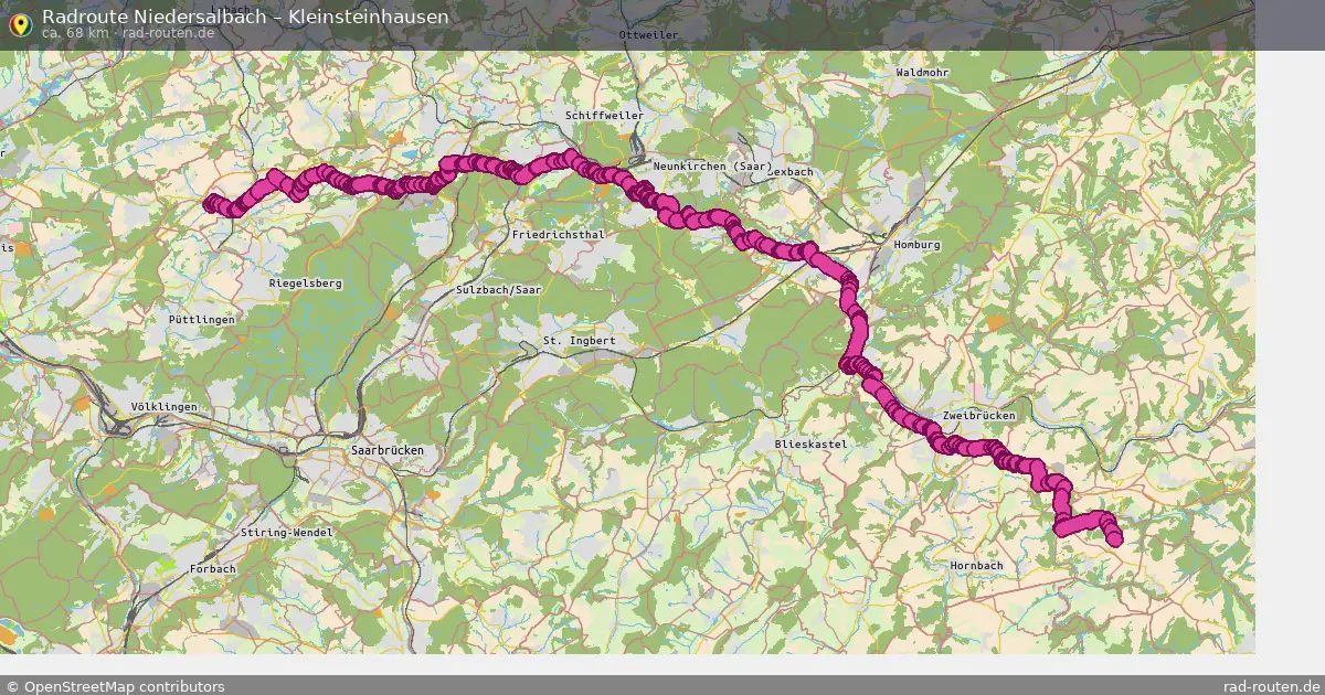 Fahrradroute Niedersalbach – Kleinsteinhausen (68 km) – Rad-Routen.de