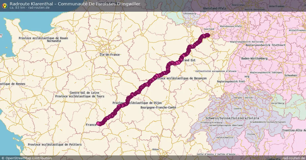 Fahrradroute Klarenthal – Communauté De Paroisses D'ingwiller (83 km) – Rad-Routen.de