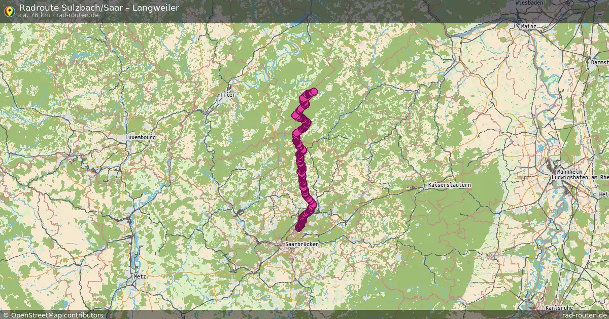 Fahrradroute von Sulzbach/Saar nach Langweiler