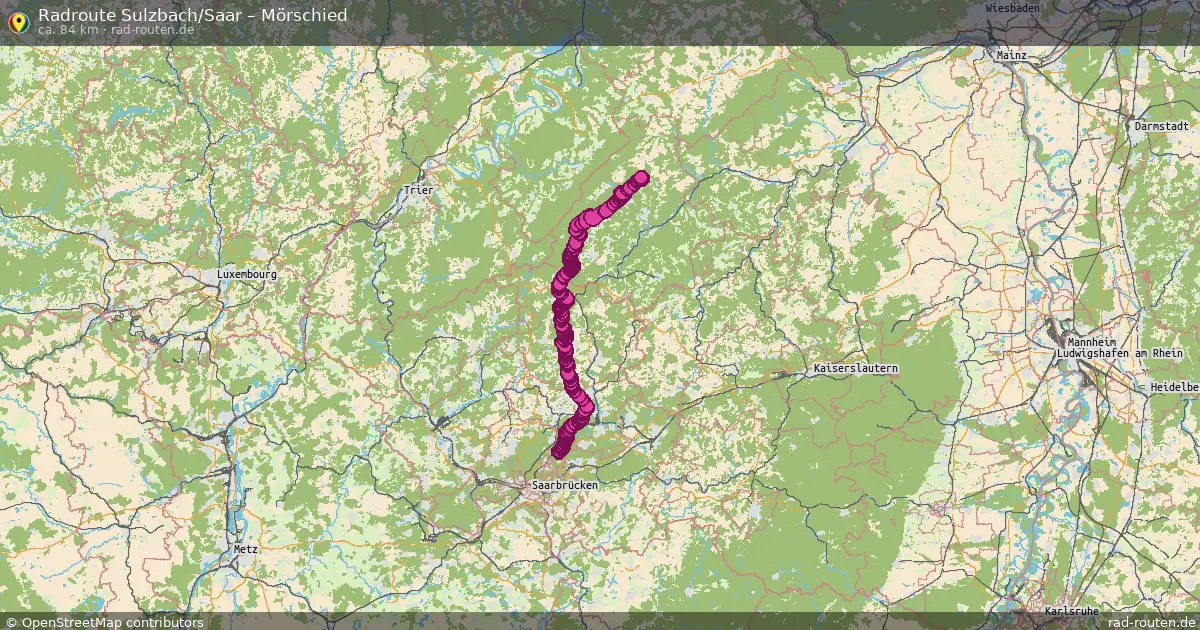 Fahrradroute von Sulzbach/Saar nach Mörschied