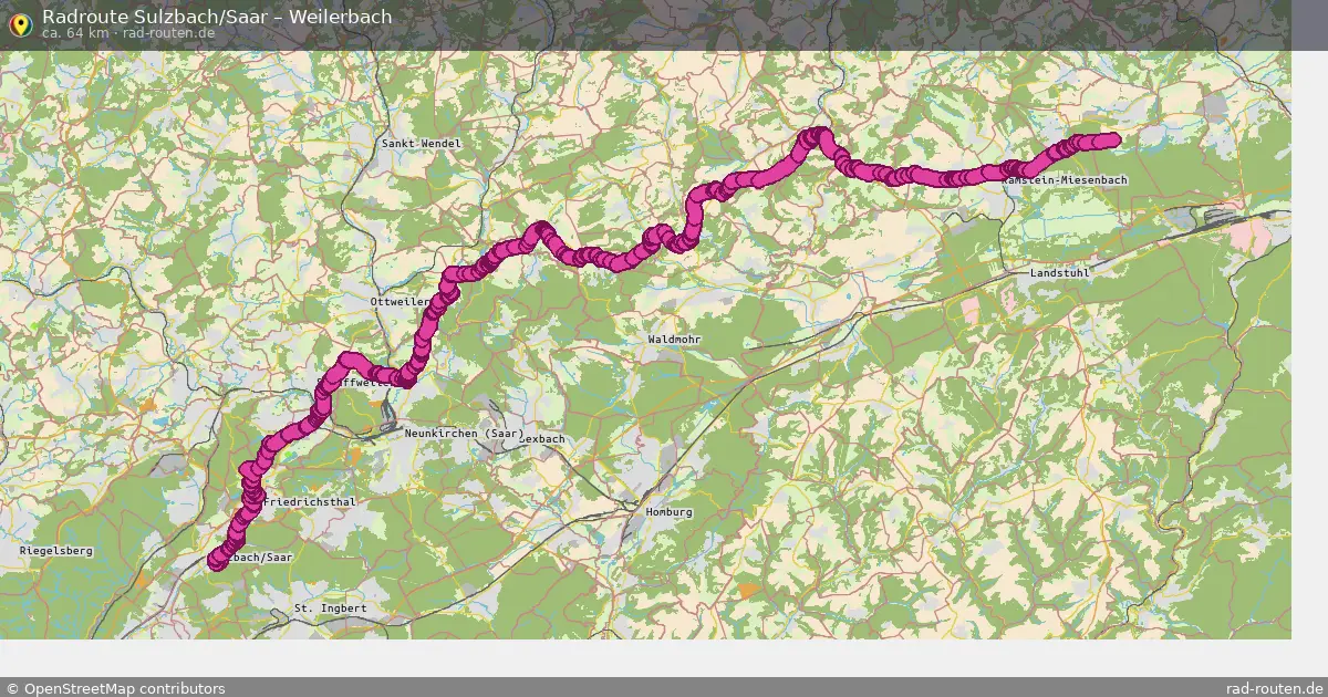 Fahrradroute von Sulzbach/Saar nach Weilerbach