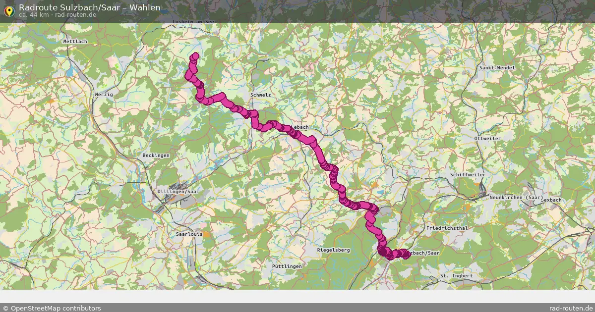 Fahrradroute von Sulzbach/Saar nach Wahlen