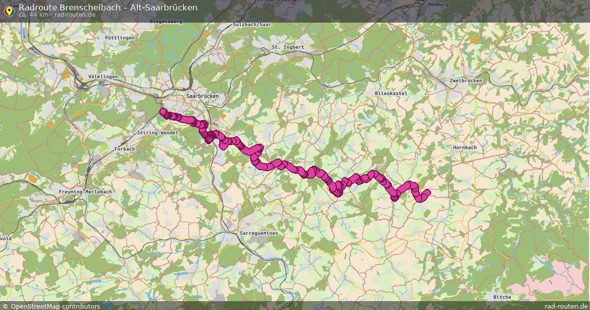 Fahrradroute Brenschelbach – Alt-Saarbrücken